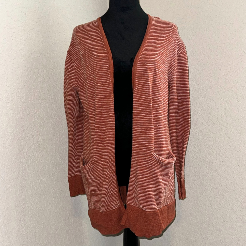 Madewell Summer Ryder Cardigan Sweater Striped Women's XS Rusty Torch Cotton